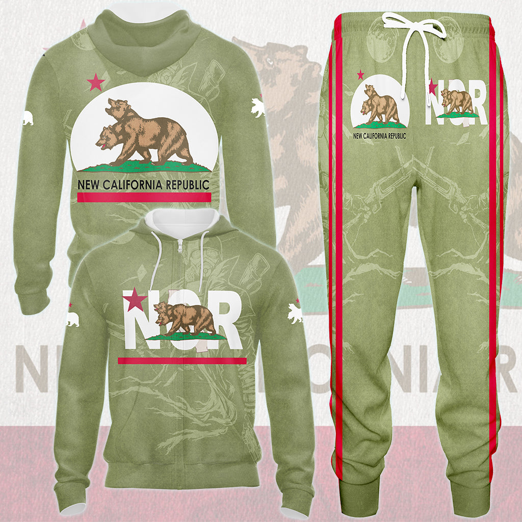 Fallout New California Republic (NCR) Video Game All Over Printed T-shirt Tank Top Zip Hoodie Pullover Hoodie Hawaiian Shirt Beach Shorts Joggers