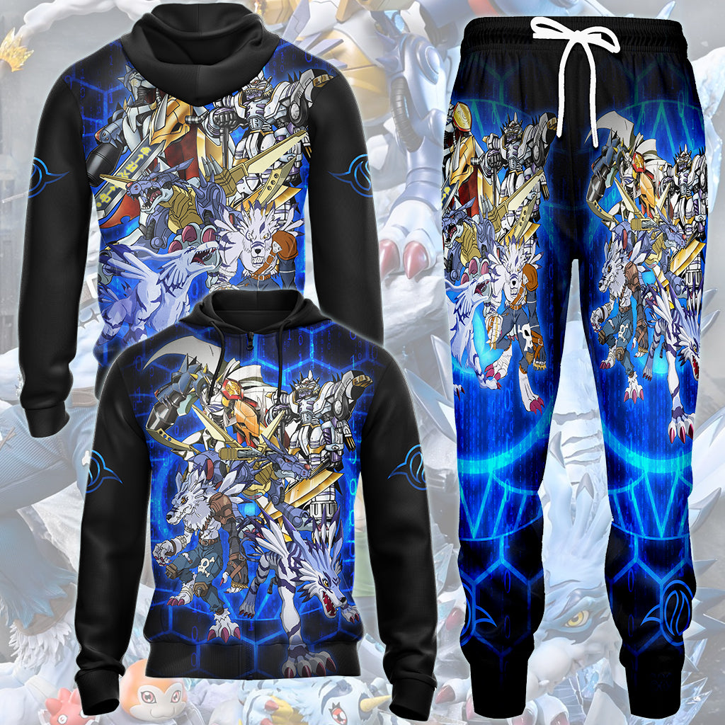 Digimon Garurumon Evolution Video Game All Over Printed T-shirt Tank Top Zip Hoodie Pullover Hoodie Hawaiian Shirt Beach Shorts Joggers