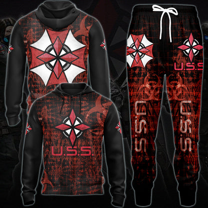 Resident Evil Umbrella Security Service (U.S.S.) Video Game All Over Printed T-shirt Tank Top Zip Hoodie Pullover Hoodie Hawaiian Shirt Beach Shorts Joggers