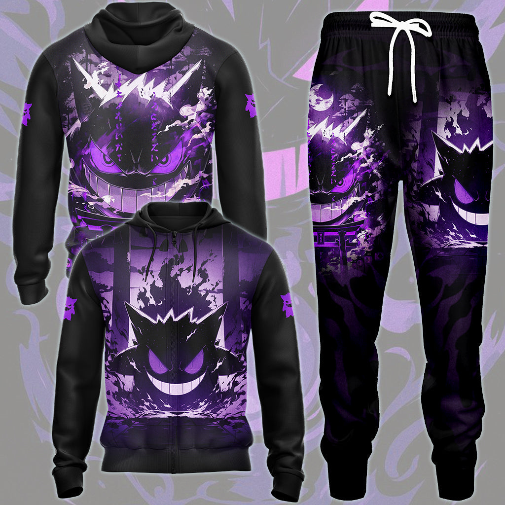 Pokemon Gengar Anime Video Game All Over Printed T-shirt Tank Top Zip Hoodie Pullover Hoodie Hawaiian Shirt Beach Shorts Joggers