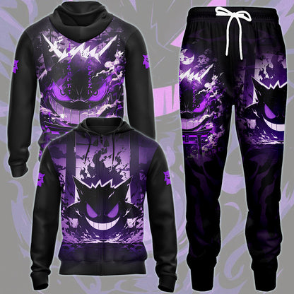 Pokemon Gengar Anime Video Game All Over Printed T-shirt Tank Top Zip Hoodie Pullover Hoodie Hawaiian Shirt Beach Shorts Joggers
