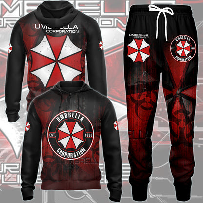 Resident Evil Umbrella Corporation Video Game All Over Printed T-shirt Tank Top Zip Hoodie Pullover Hoodie Hawaiian Shirt Beach Shorts Joggers