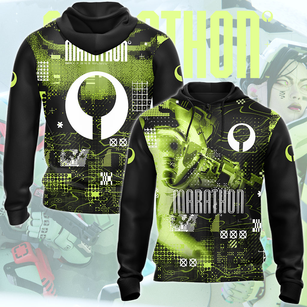 Marathon Video Game All Over Printed T-shirt Tank Top Zip Hoodie Pullover Hoodie Hawaiian Shirt Beach Shorts Joggers Zip Hoodie