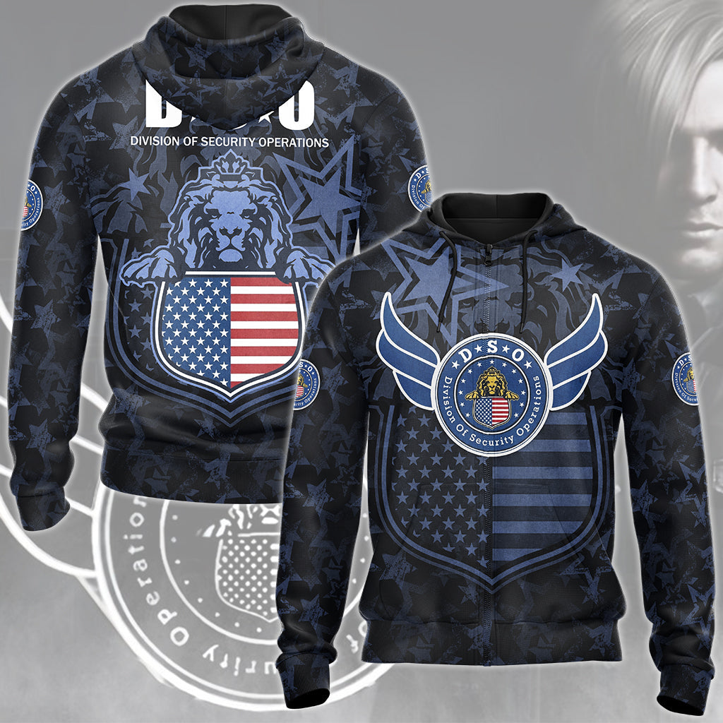 Resident Evil Division of Security Operations (D.S.O.) Video Game All Over Printed T-shirt Tank Top Zip Hoodie Pullover Hoodie Hawaiian Shirt Beach Shorts Joggers Zip Hoodie