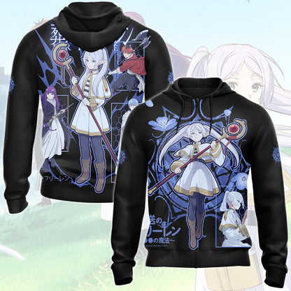 Frieren Anime Manga All Over Printed T-shirt Tank Top Zip Hoodie Pullover Hoodie Hawaiian Shirt Beach Shorts Joggers Zip Hoodie