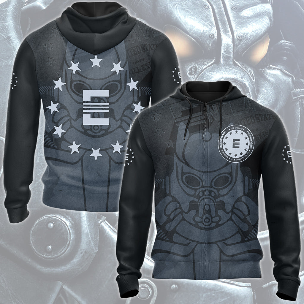 Fallout The Enclave Video Game All Over Printed T-shirt Tank Top Zip Hoodie Pullover Hoodie Hawaiian Shirt Beach Shorts Joggers Zip Hoodie