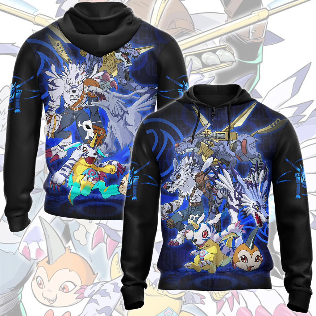 Digimon Gabumon Evolution Video Game All Over Printed T-shirt Tank Top Zip Hoodie Pullover Hoodie Hawaiian Shirt Beach Shorts Joggers Zip Hoodie S