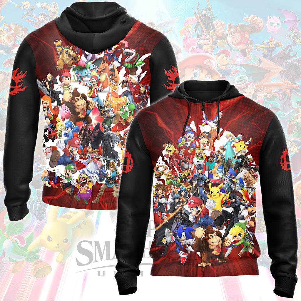 Super Smash Bros. Ultimate Video Game All Over Printed T-shirt Tank Top Zip Hoodie Pullover Hoodie Hawaiian Shirt Beach Shorts Joggers Zip Hoodie