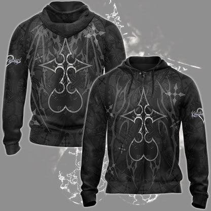 Kingdom Hearts Symbols The Nobody Sigil Video Game All Over Printed T-shirt Tank Top Zip Hoodie Pullover Hoodie Hawaiian Shirt Beach Shorts Joggers