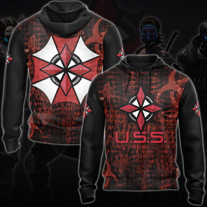 Resident Evil Umbrella Security Service (U.S.S.) Video Game All Over Printed T-shirt Tank Top Zip Hoodie Pullover Hoodie Hawaiian Shirt Beach Shorts Joggers Zip Hoodie