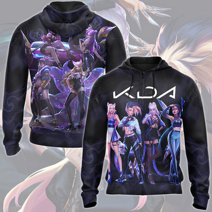 League of Legends K/DA Band Video Game All Over Printed T-shirt Tank Top Zip Hoodie Pullover Hoodie Hawaiian Shirt Beach Shorts Joggers Zip Hoodie