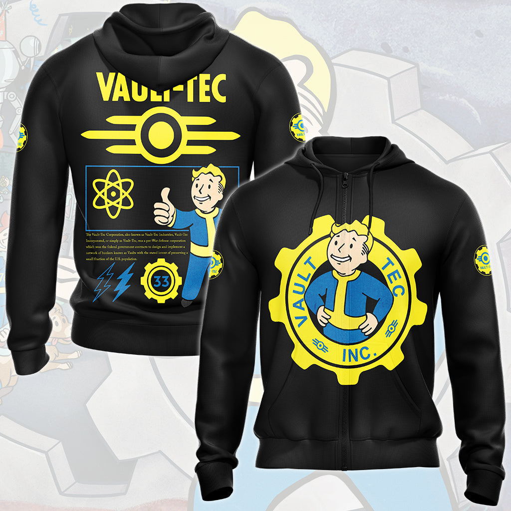 Fallout Vault-Tec Corporation Video Game All Over Printed T-shirt Tank Top Zip Hoodie Pullover Hoodie Hawaiian Shirt Beach Shorts Joggers Zip Hoodie