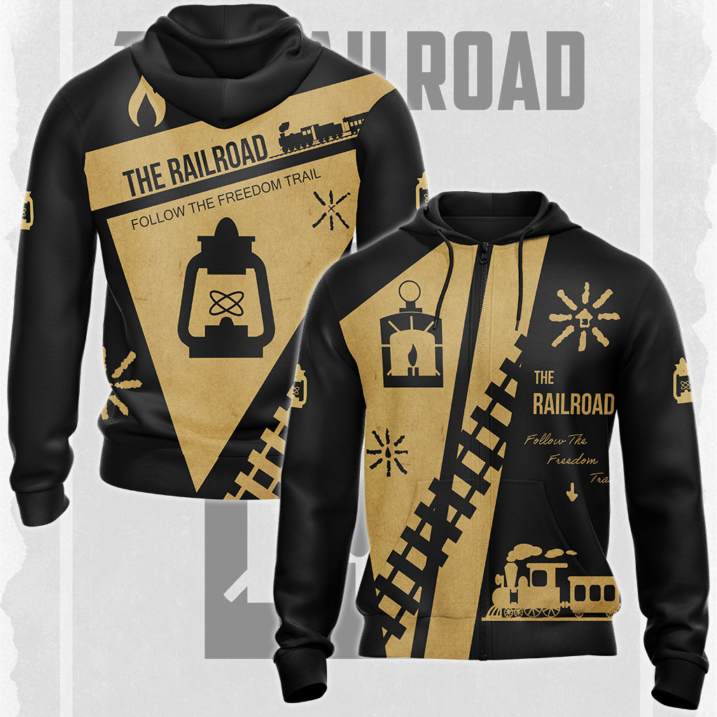 Fallout The Railroad Video Game All Over Printed T-shirt Tank Top Zip Hoodie Pullover Hoodie Hawaiian Shirt Beach Shorts Joggers Zip Hoodie