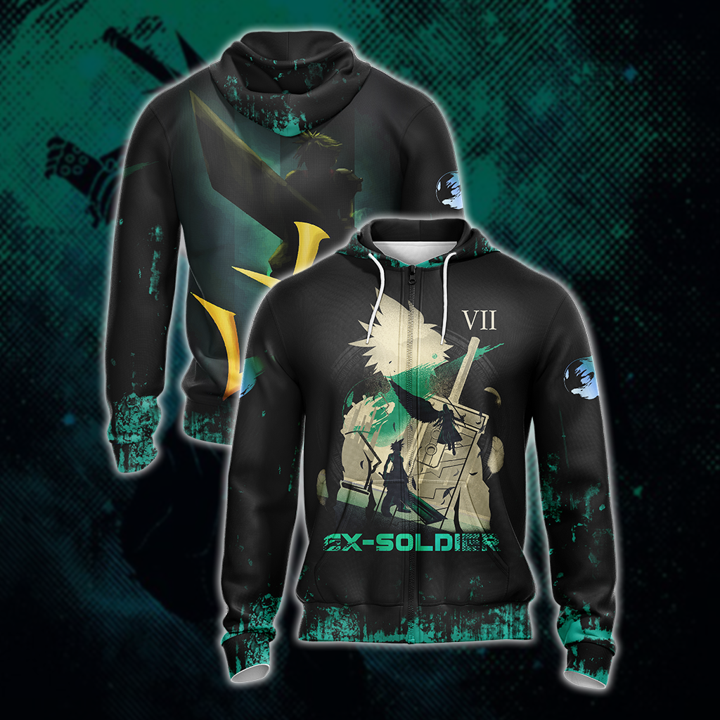 Final fantasy VII Ex-Soldier Unisex 3D T-shirt Zip Hoodie S 