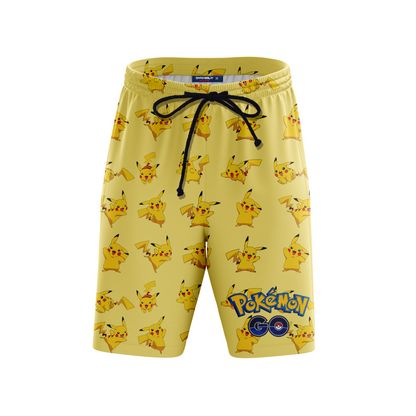 Pokemon Go Pikachu Seamless Pattern Beach Shorts   