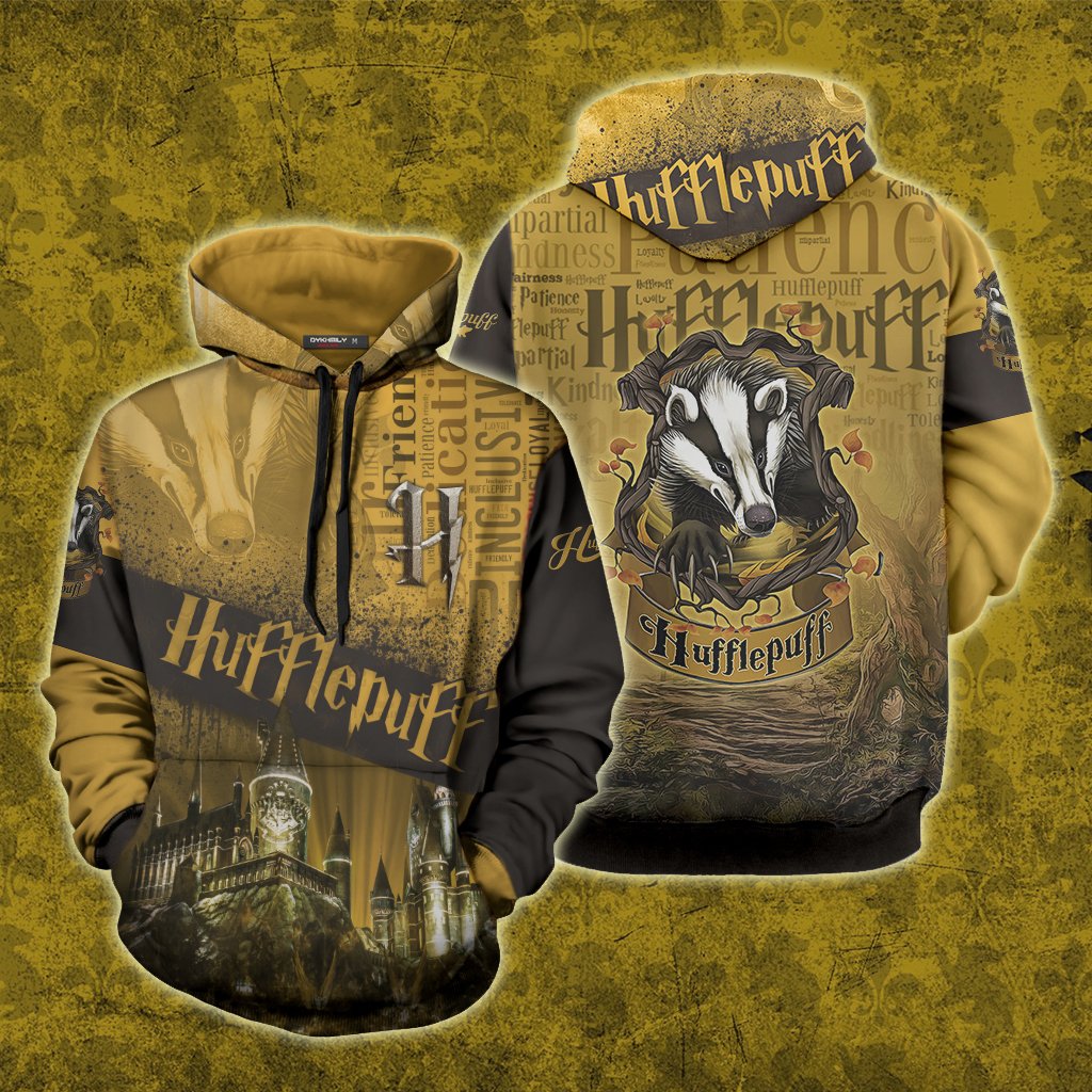 Hogwarts Castle Hufflepuff House Unisex 3D T-shirt Hoodie S 