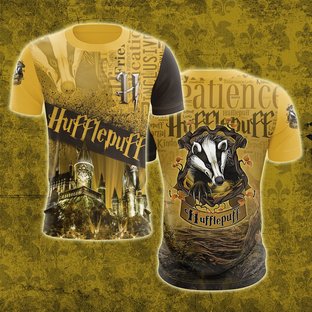 Hogwarts Castle Hufflepuff House Unisex 3D T-shirt   