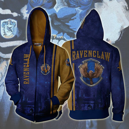 The Hogwarts Castle Ravenclaw Harry Potter Unisex 3D T-shirt Zip Hoodie S 