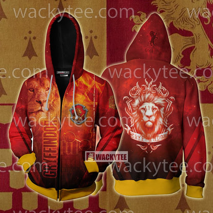 The Brave Gryffindor Harry Potter New Look Unisex 3D T-shirt Zip Hoodie S 