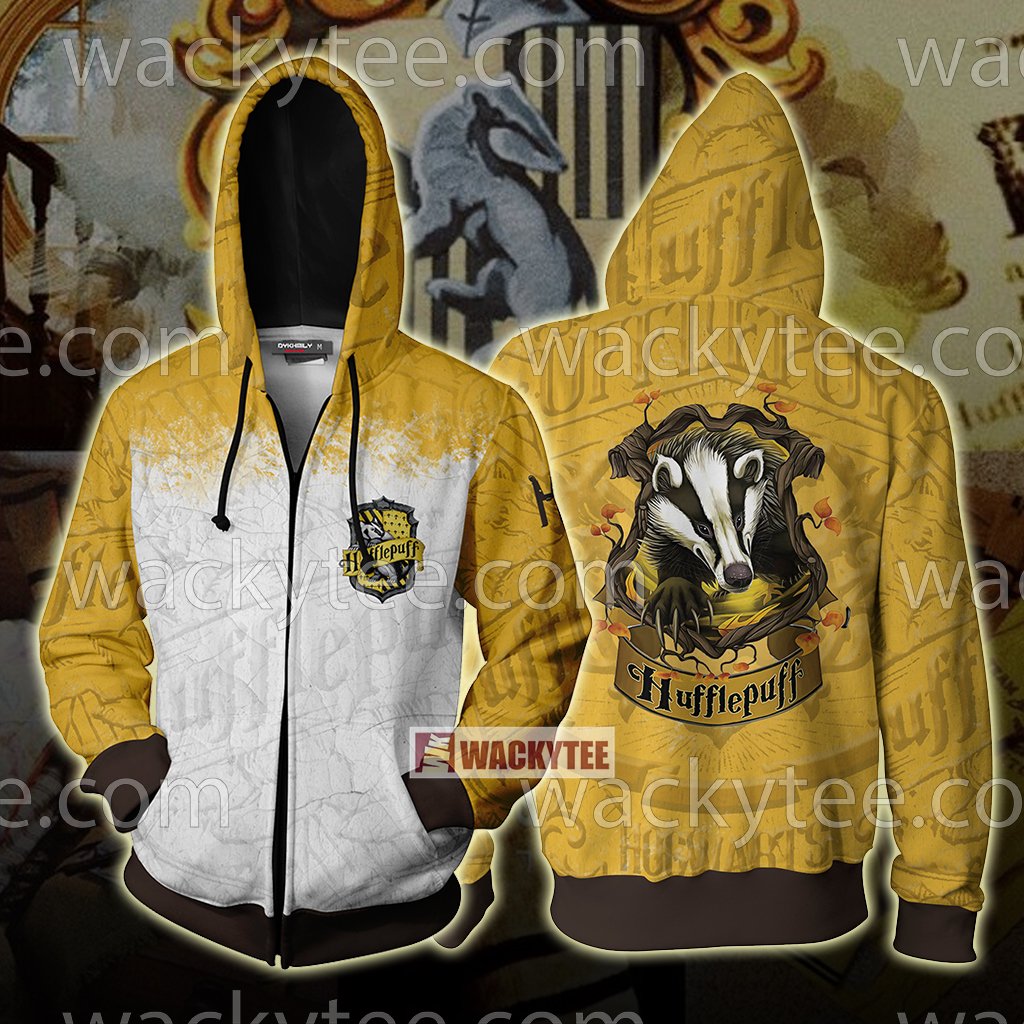 Hufflepuff Wear Your House Colours With Pride Unisex 3D T-shirt Zip Hoodie S 