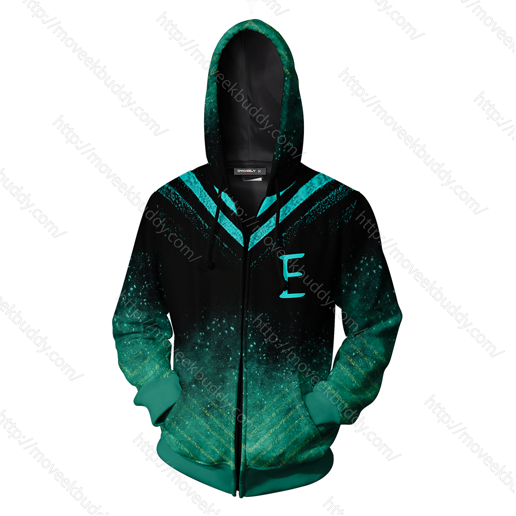 RWBY Emerald Sustrai Symbol Zip Up Hoodie   