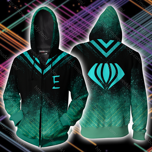 RWBY Emerald Sustrai Symbol Zip Up Hoodie S  