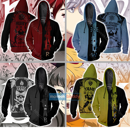 RWBY Weiss The Atlesian Knightmare Symbol Zip Up Hoodie   