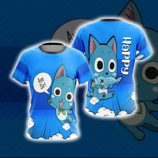 Fairy Tail Happy Unisex 3D T-shirt   