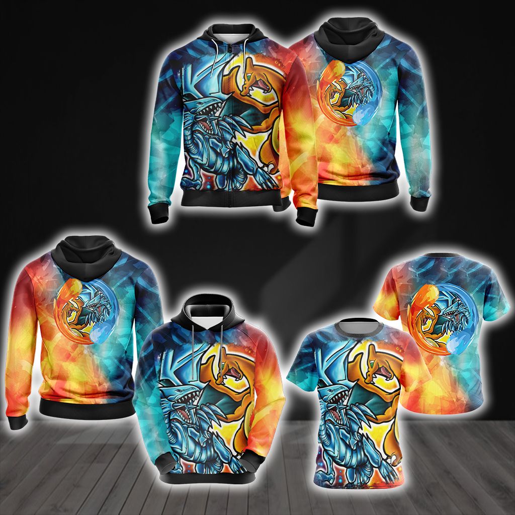 Yugioh - Charizard vs Blue Eyes White Dragon Unisex 3D T-shirt   