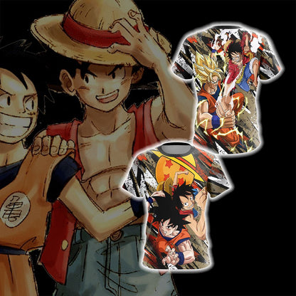 Dragon Ball x One Piece - Happy Halloween Unisex 3D T-shirt T-shirt S 