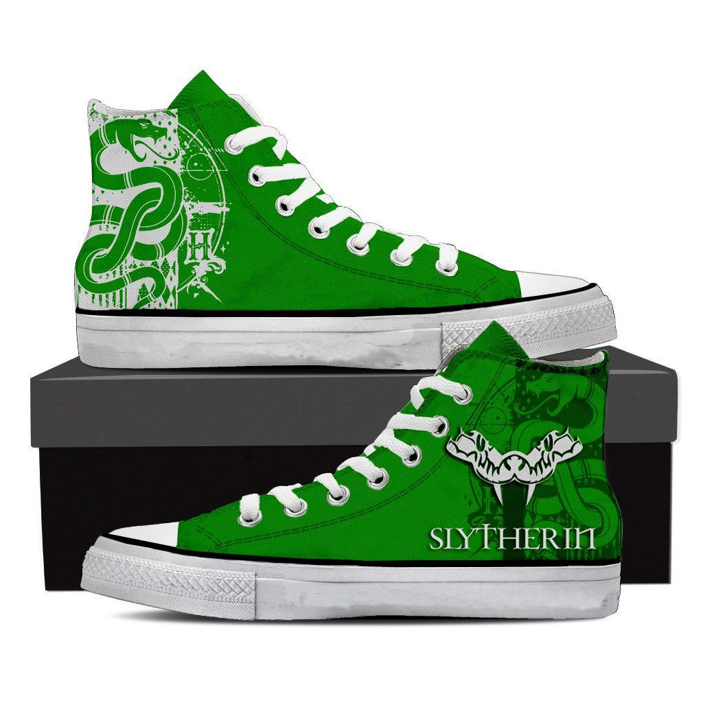 Quidditch Harry Potter Hogwarts House Gryffindor Slytherin Ravenclaw Hufflepuff High Top Shoes Slytherin SIZE 29