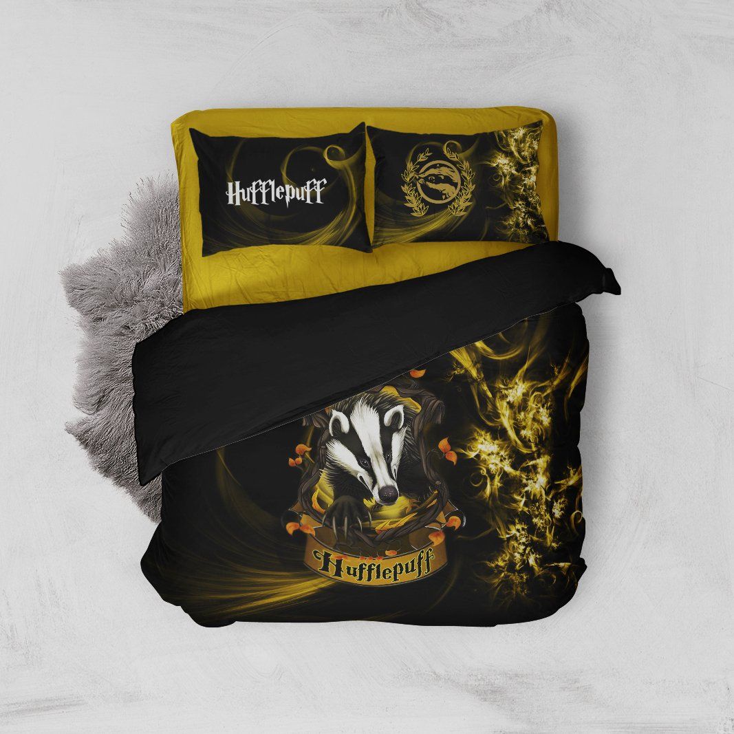 Harry Potter Hogwarts House Gryffindor Slytherin Ravenclaw Hufflepuff Bed Set Hufflepuff Twin (3PCS) 
