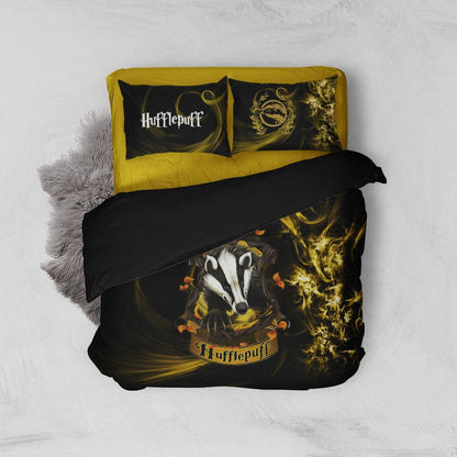 Harry Potter Hogwarts House Gryffindor Slytherin Ravenclaw Hufflepuff Bed Set Hufflepuff Twin (3PCS) 