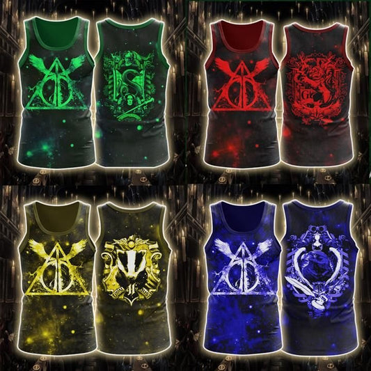 Harry Potter Hogwarts House Gryffindor Slytherin Ravenclaw Hufflepuff Unisex 3D Tank Top Gryffindor S 