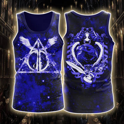 Harry Potter Hogwarts House Gryffindor Slytherin Ravenclaw Hufflepuff Unisex 3D Tank Top   