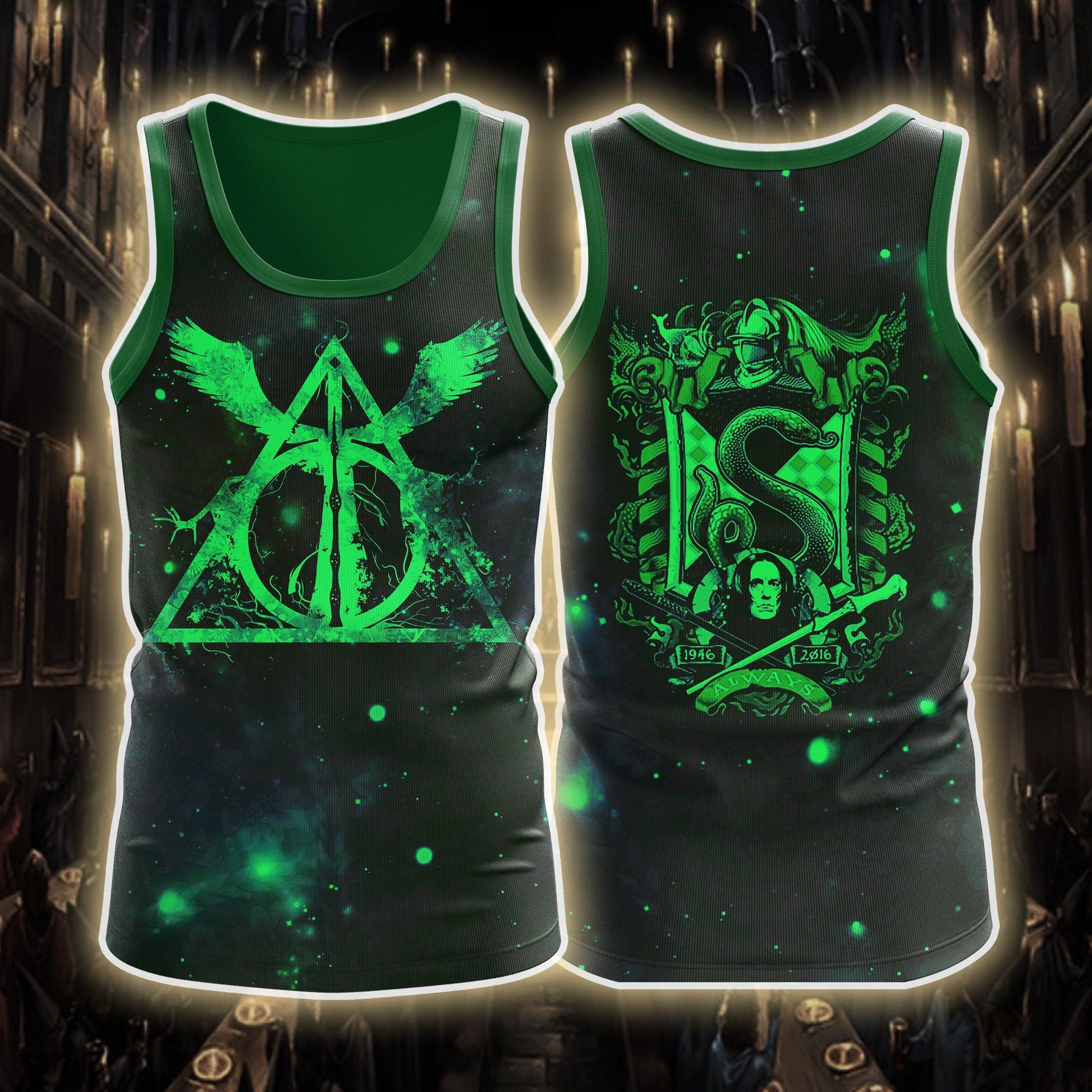 Harry Potter Hogwarts House Gryffindor Slytherin Ravenclaw Hufflepuff Unisex 3D Tank Top   