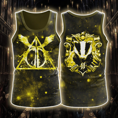 Harry Potter Hogwarts House Gryffindor Slytherin Ravenclaw Hufflepuff Unisex 3D Tank Top   