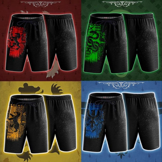 Harry Potter Hogwarts House Gryffindor Slytherin Ravenclaw Hufflepuff Unisex 3D Beach Shorts Gryffindor S 