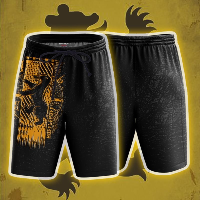 Harry Potter Hogwarts House Gryffindor Slytherin Ravenclaw Hufflepuff Unisex 3D Beach Shorts Hufflepuff S 