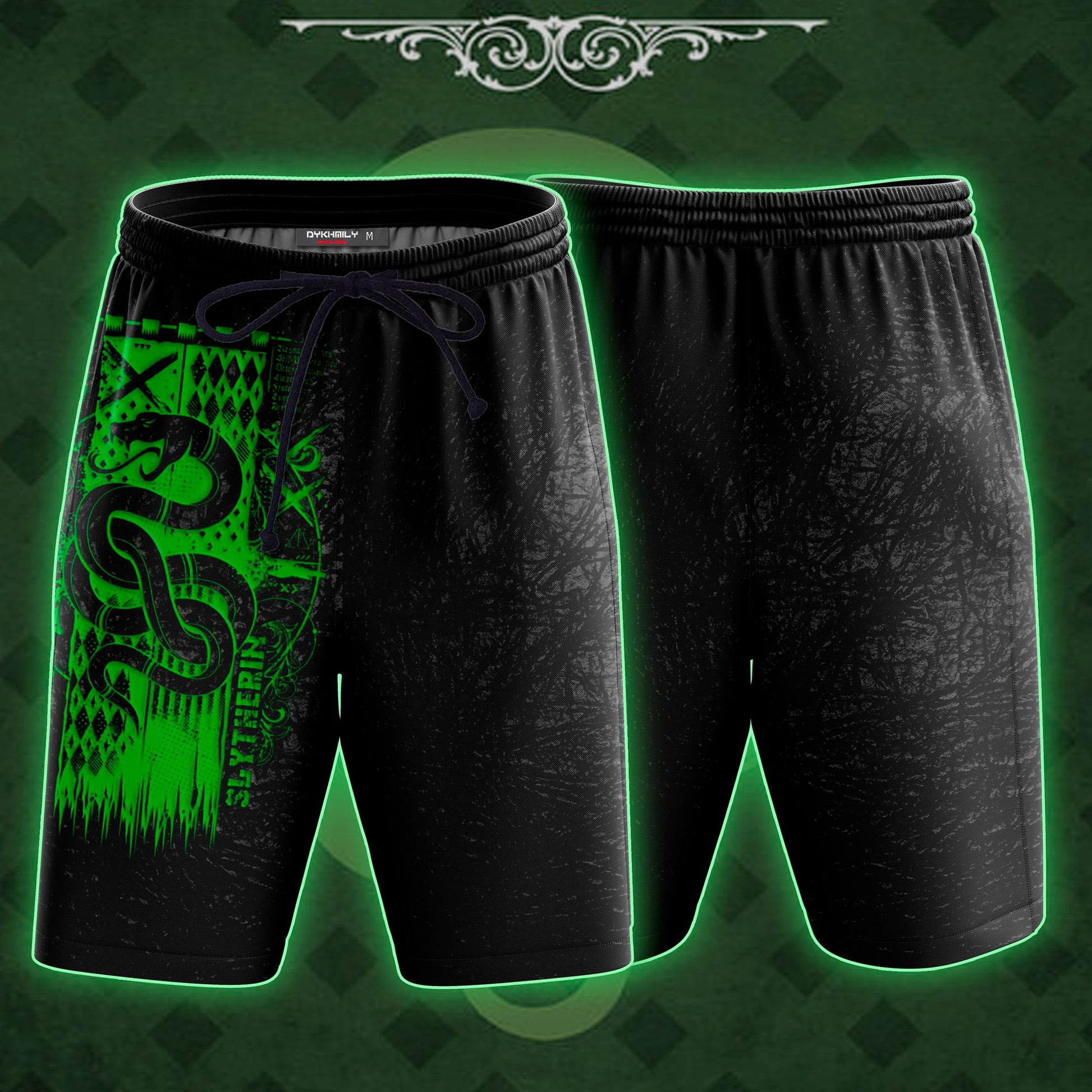 Harry Potter Hogwarts House Gryffindor Slytherin Ravenclaw Hufflepuff Unisex 3D Beach Shorts Slytherin S 