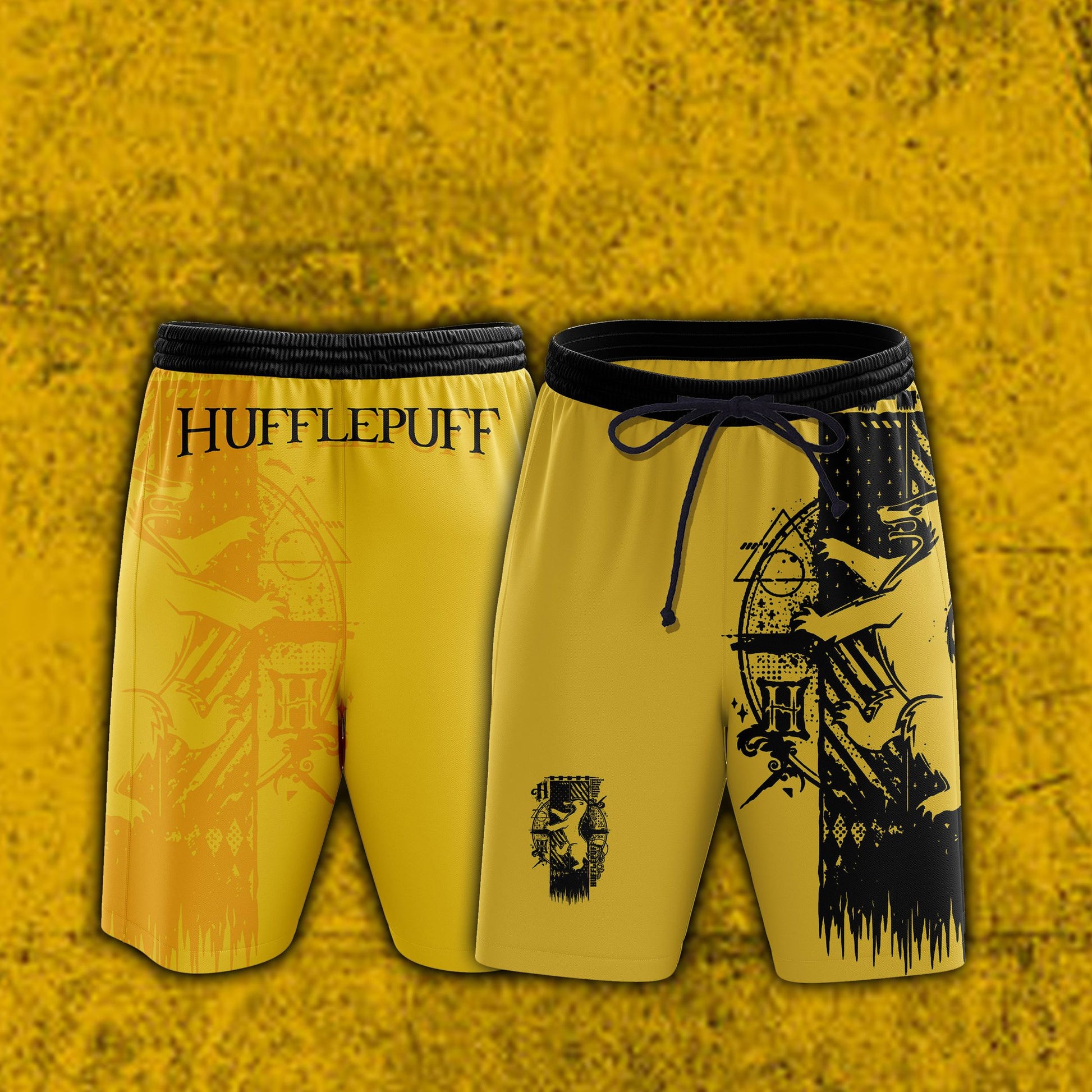 Quidditch Harry Potter Hogwarts House Gryffindor Slytherin Ravenclaw Hufflepuff Unisex 3D Beach Shorts Hufflepuff S 