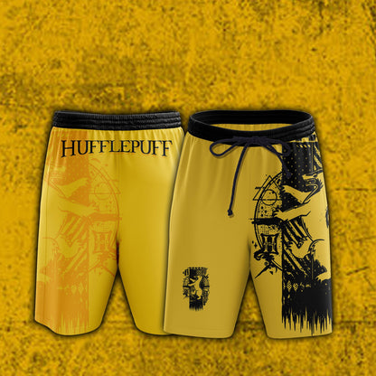 Quidditch Harry Potter Hogwarts House Gryffindor Slytherin Ravenclaw Hufflepuff Unisex 3D Beach Shorts Hufflepuff S 