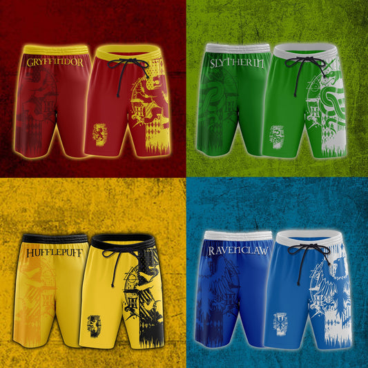 Quidditch Harry Potter Hogwarts House Gryffindor Slytherin Ravenclaw Hufflepuff Unisex 3D Beach Shorts Gryffindor S 