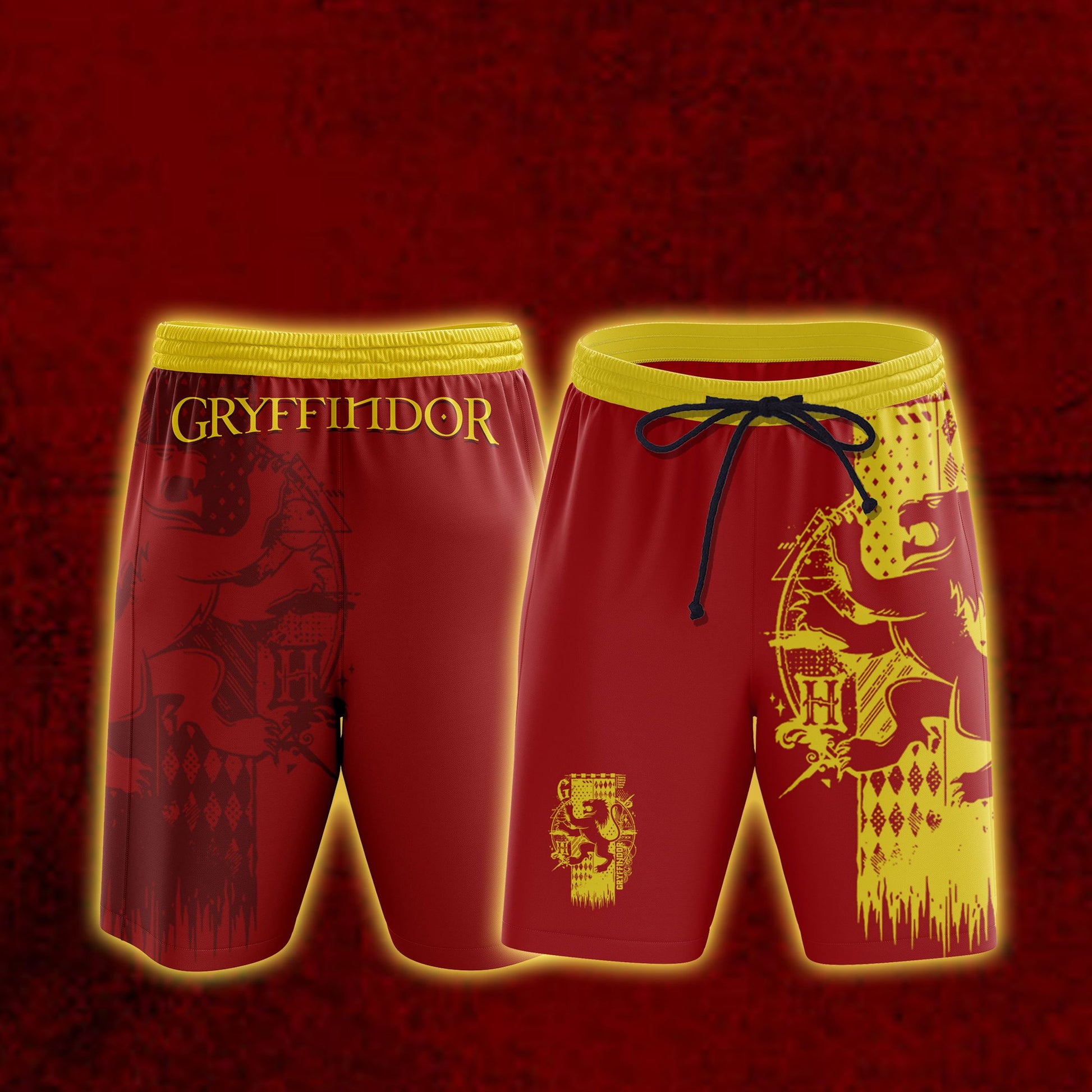 Quidditch Harry Potter Hogwarts House Gryffindor Slytherin Ravenclaw Hufflepuff Unisex 3D Beach Shorts Gryffindor M 