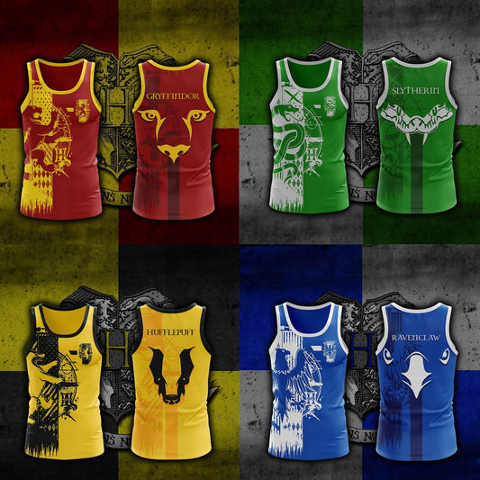 Quidditch Harry Potter Hogwarts House Gryffindor Slytherin Ravenclaw Hufflepuff Unisex 3D Tank Top Gryffindor S 