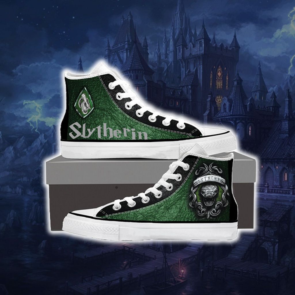Harry Potter Hogwarts House Gryffindor Slytherin Ravenclaw Hufflepuff High Top Shoes Slytherin SIZE 29