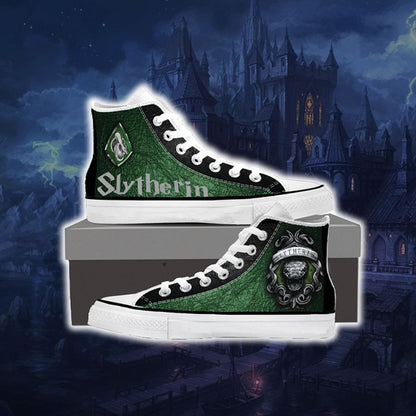Harry Potter Hogwarts House Gryffindor Slytherin Ravenclaw Hufflepuff High Top Shoes Slytherin SIZE 29