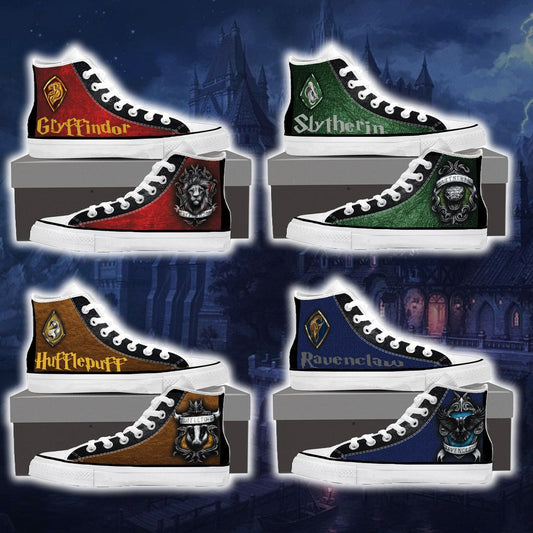 Harry Potter Hogwarts House Gryffindor Slytherin Ravenclaw Hufflepuff High Top Shoes Gryffindor SIZE 29