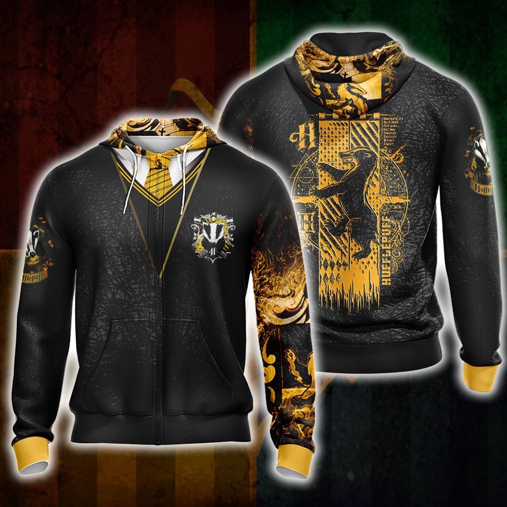 Harry Potter Hogwarts House Gryffindor Slytherin Ravenclaw Hufflepuff T-shirt Zip Hoodie Pullover Hoodie