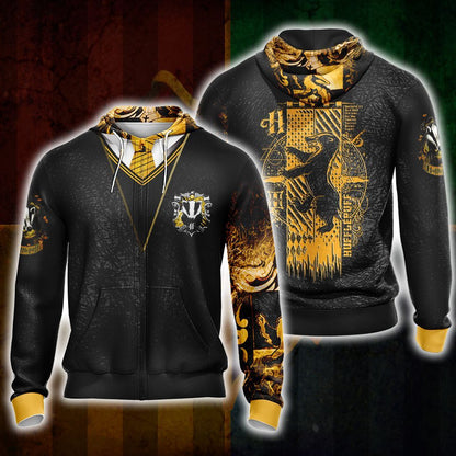 Harry Potter Hogwarts House Gryffindor Slytherin Ravenclaw Hufflepuff T-shirt Zip Hoodie Pullover Hoodie
